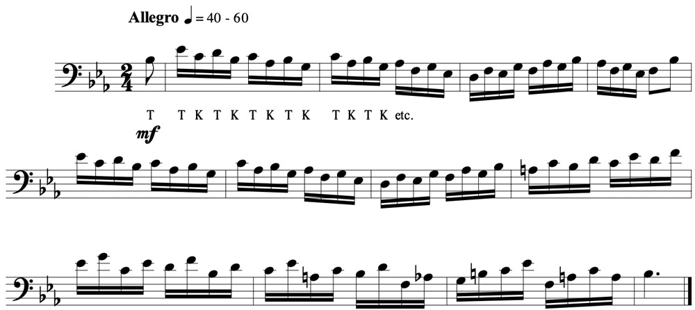 Example 5. Kopprasch Etude #35 using double tongue