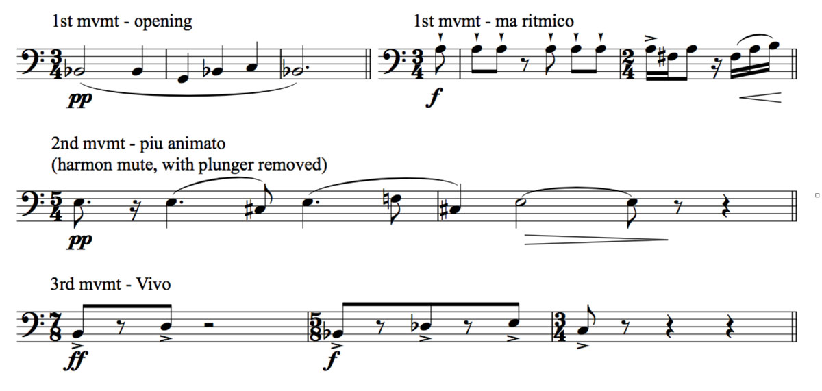 Example 1. Use of the minor third in Sonata for Bass Trombone